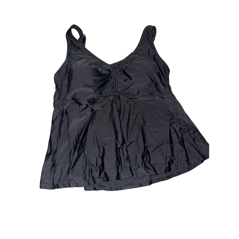 Brand New Shapermint Women's Size 3XL Black Ruched Front Tie Tankini Swimwear - Picture 3 of 12
